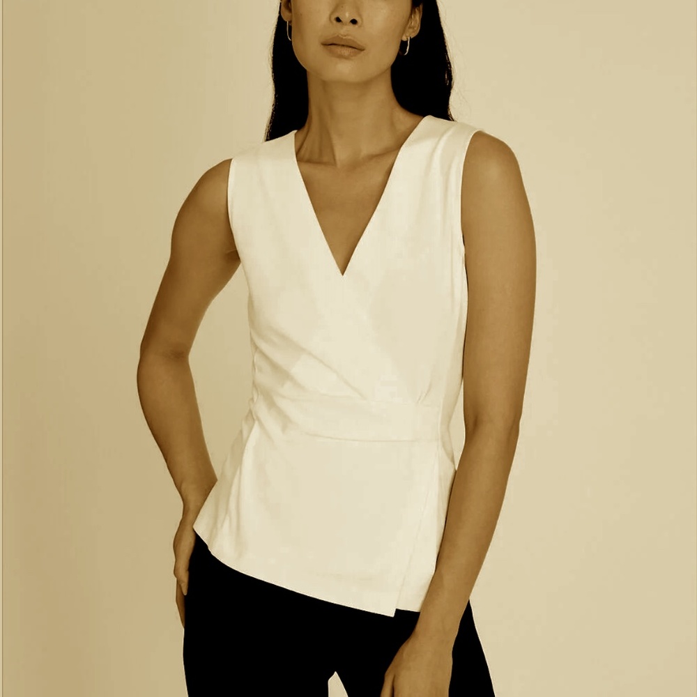 Sleeveless Knit Wrap Top - Brand New - NEVER WORN - Egret